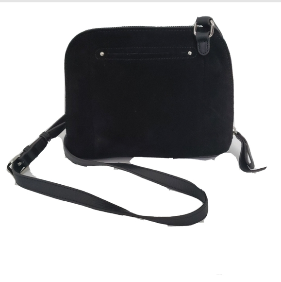 B. Makowsky Black Suede Leather Crossbody Bag - Picture 2 of 8